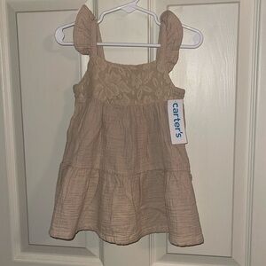 NWT Carters Beige Boho Dress & Diaper Cover 18M